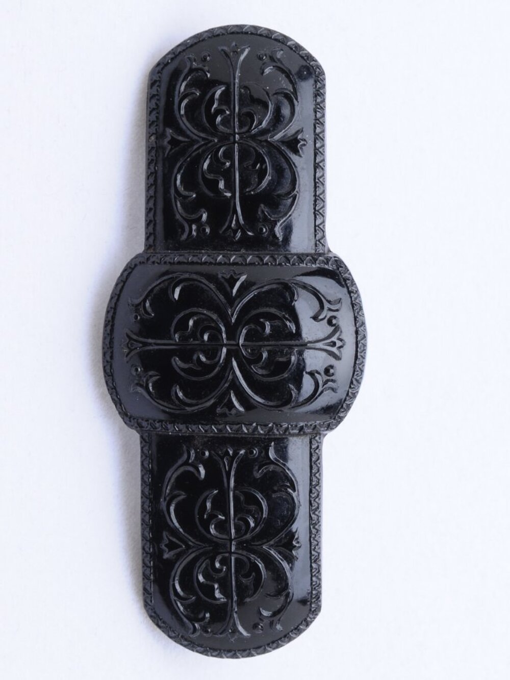 Art Deco Black Lacquer Mourning Bar Pin